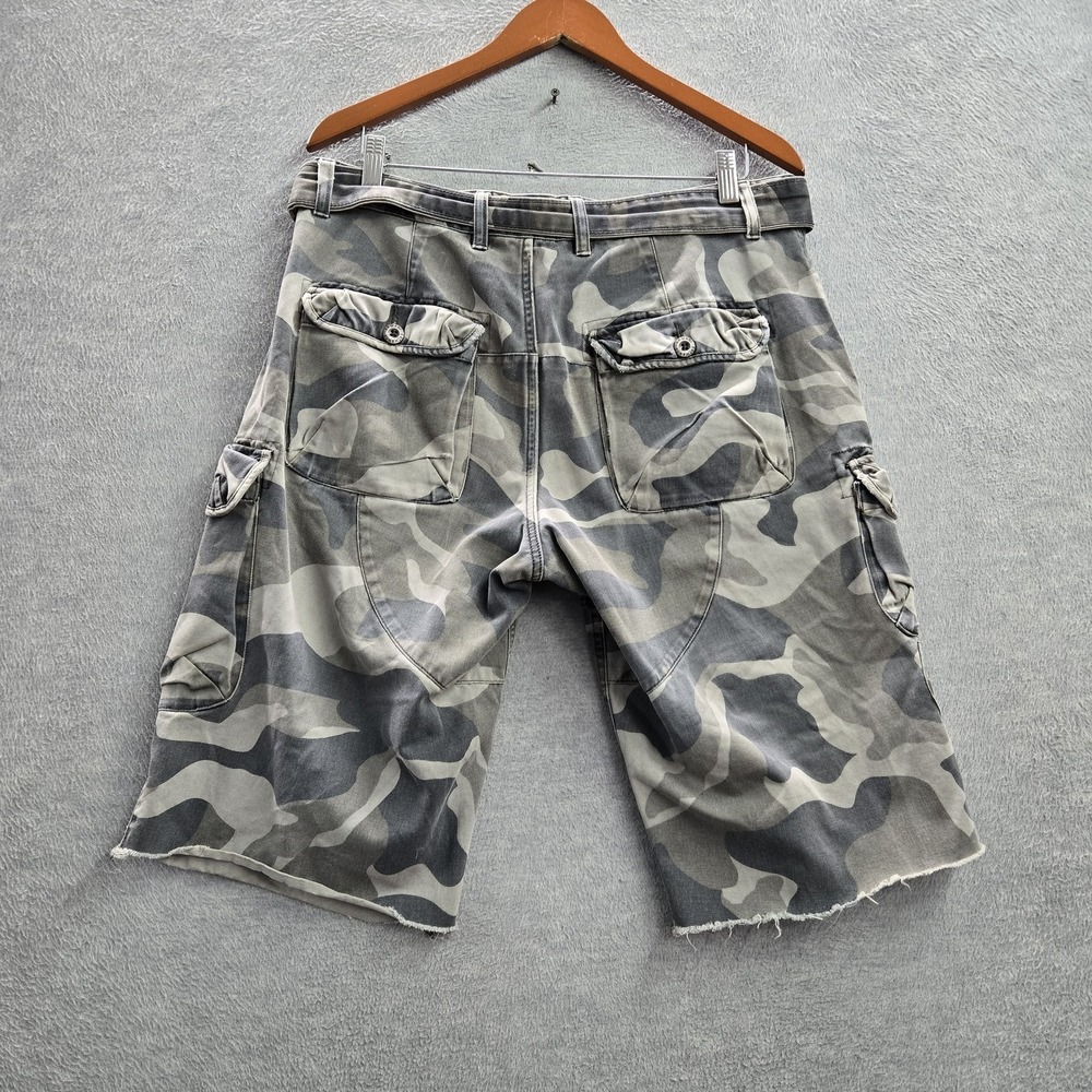 Armani Exchange Men Shorts 32 Gray Cargo Camouflage Belted Grunge Skater Y2K - Picture 9 of 10